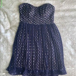 Strapless Crochet Overlay Dress